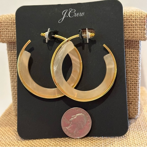 NWT J.Crew Hoop Earrings, post back, gold tone w/ acrylic inlay - Picture 4 of 7